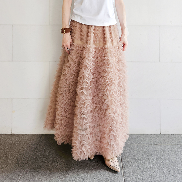 【SELECT】ロマンティックふりるチュールスカート
