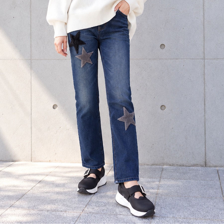 スターファーの裏起毛デニムパンツ
