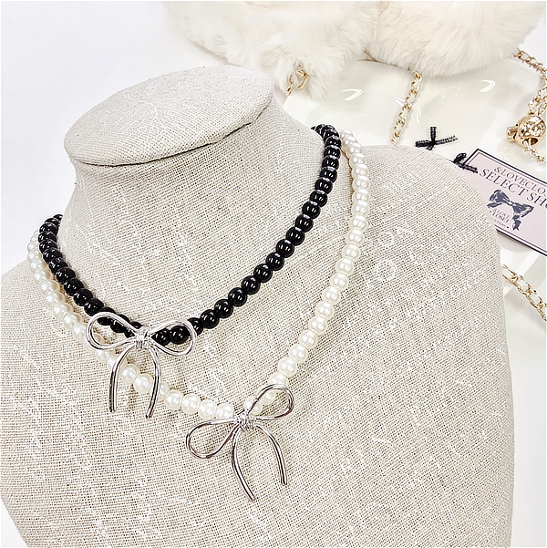 【SELECT】ボウりぼんパールネックレス（1PCS)"