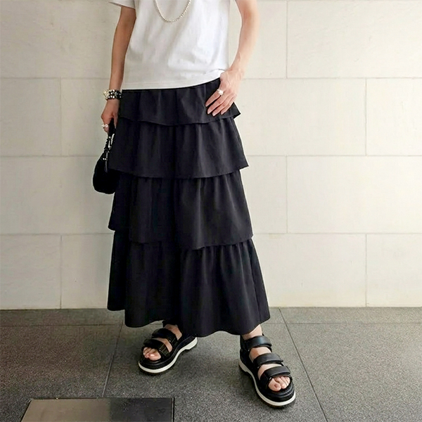 ティアードロングスカート