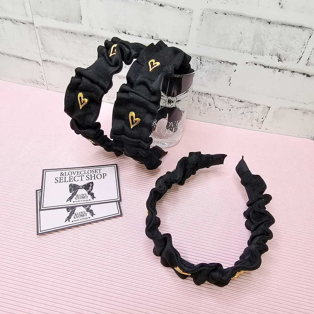 【SELECT】ハート飾りギャザーふりるカチューシャ