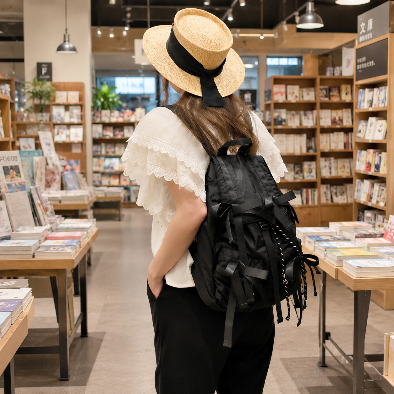 【SELECT】りぼんを纏う軽やかナイロンリュック